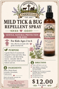 Natural Mild Tick & Bug Repellent (Ages 2-6) - 8 oz spray - $12