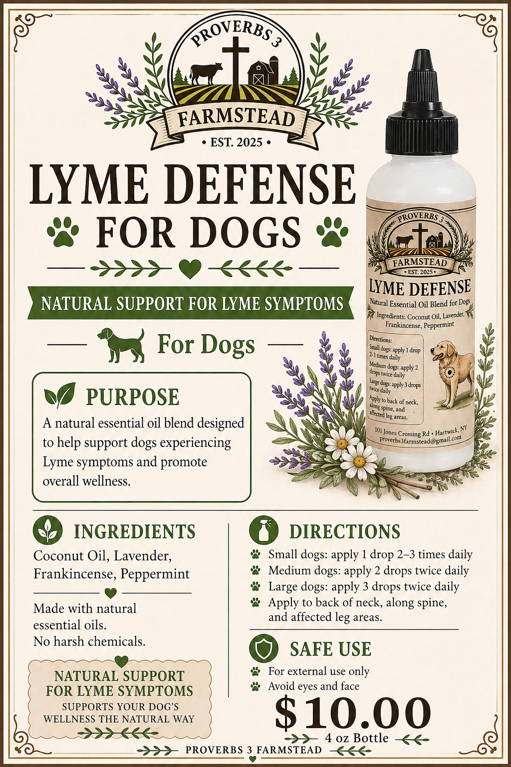 Natural Lyme Defense for Dogs - 4 oz squeeze bottle - $10
